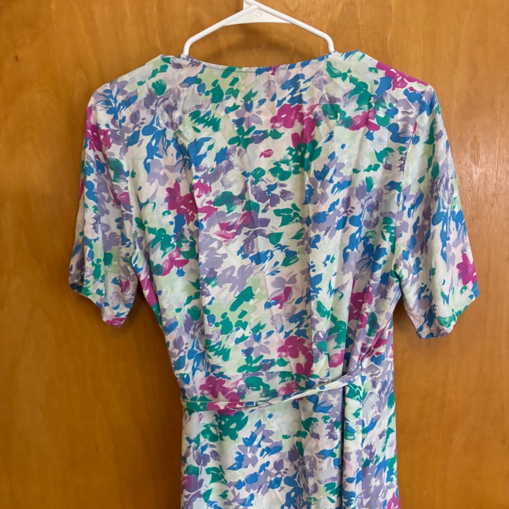 Boii XS Floral Maxi Wrap Dress Short Sleeve V Neck Casual Bohemian - Picture 7 of 8